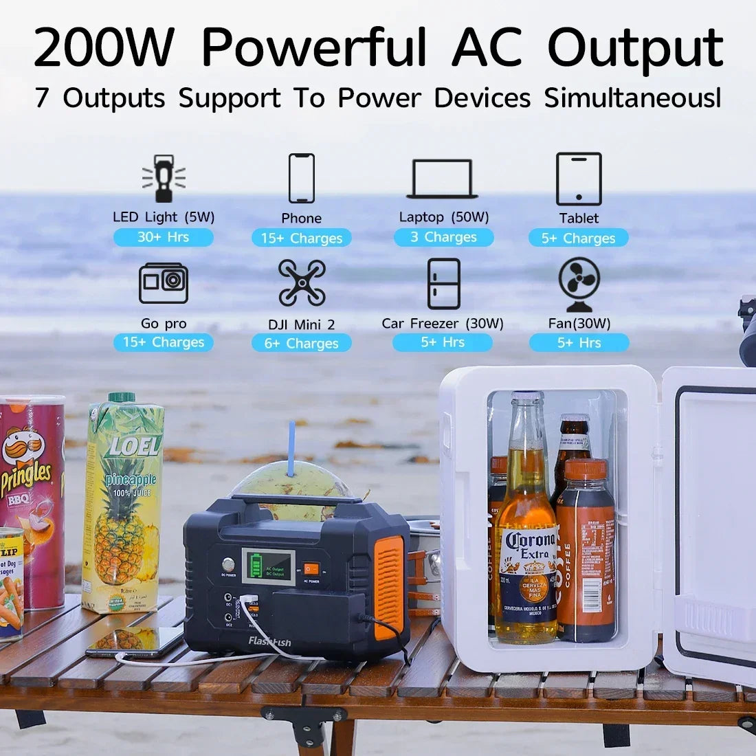 For Outdoor Emergency Supply Battery Camping TV Drone Laptop 230V Portable Power Station 200W Solar Generator 151WH AC