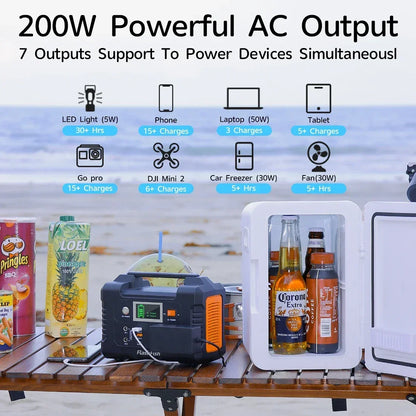 For Outdoor Emergency Supply Battery Camping TV Drone Laptop 230V Portable Power Station 200W Solar Generator 151WH AC