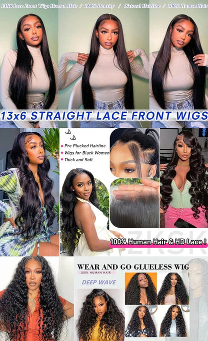 Human Hair Wigs 4x6 5x5 Glueless Wig Ready to Wear Brazilian Lace Frontal Wig for Women